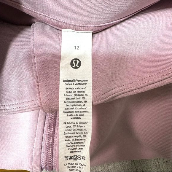 Lululemon Brushed Softstreme Half Zip Hoodie Pullover Rose Blush Size 12 NWT - Picture 14 of 16